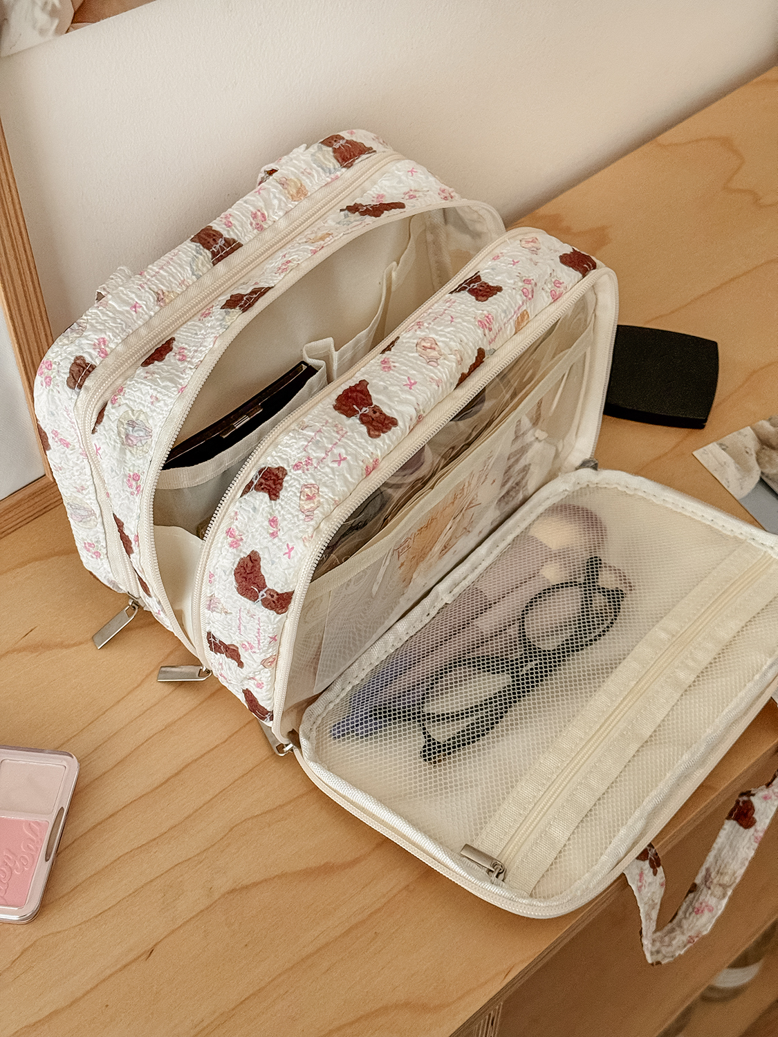 Luxury Quilted Bags - Airfriend Bear Makeup Bag Pouch Organizing