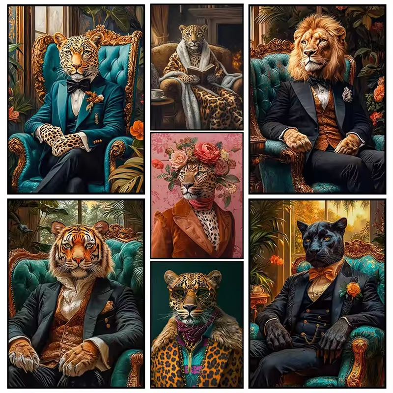 Luxury Bags Europe - Animal Portrait Lion Tiger Luxury Velvet
