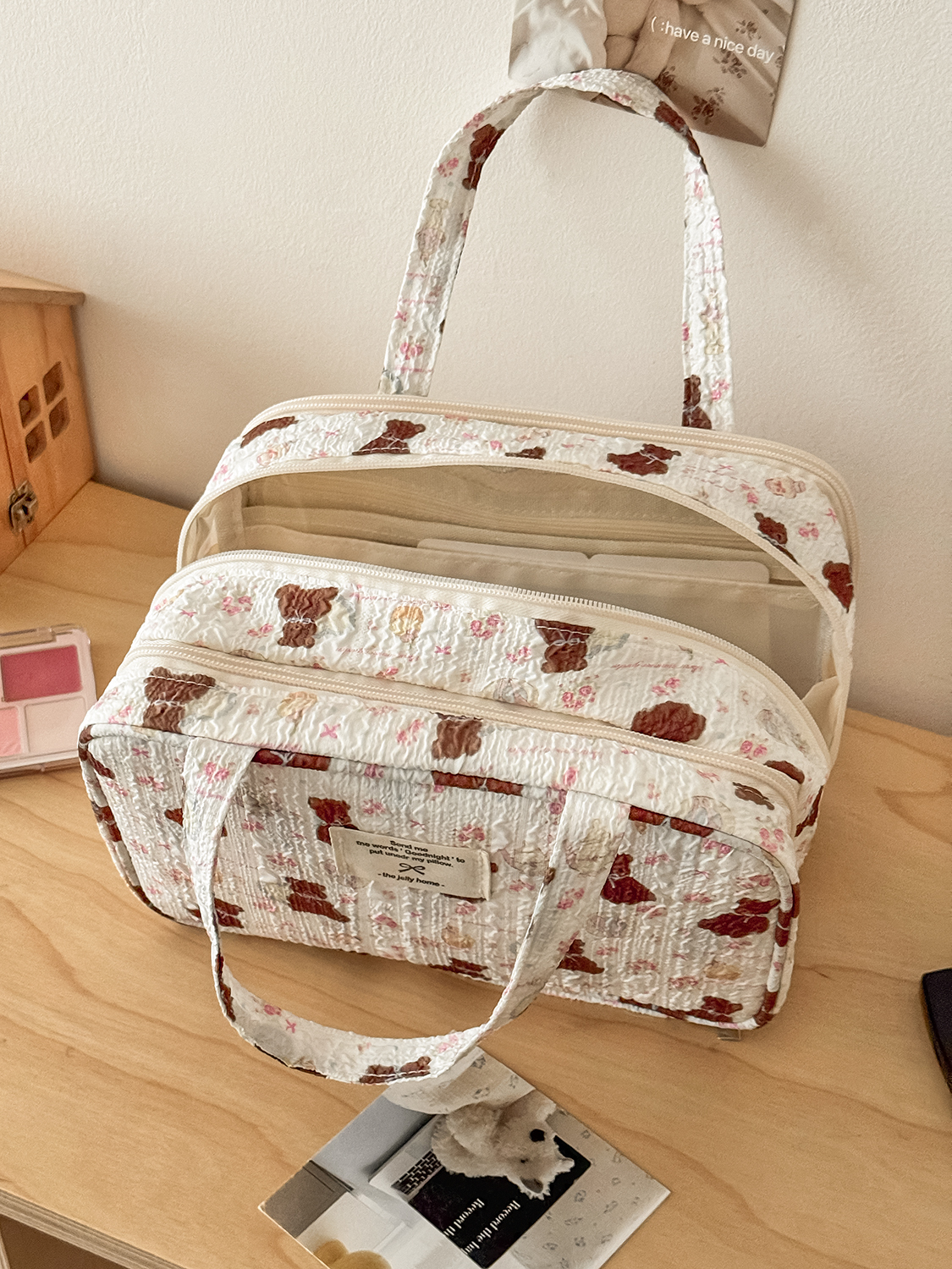 Airfriend Bear Makeup Bag Pouc – Luxury Quilted Bags recenzja i cena